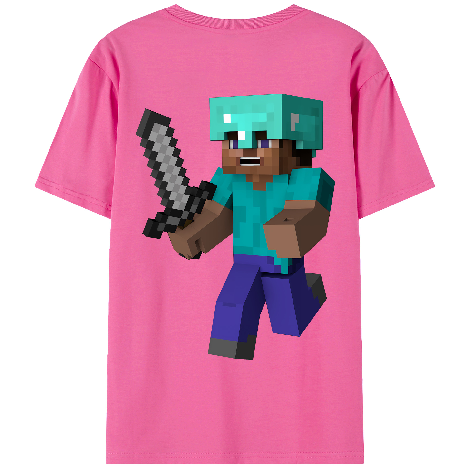 （画像用） マインクラフト ブロックの世界 Minecraft MC Block world レディース半袖Tシャツ(バックプリント)